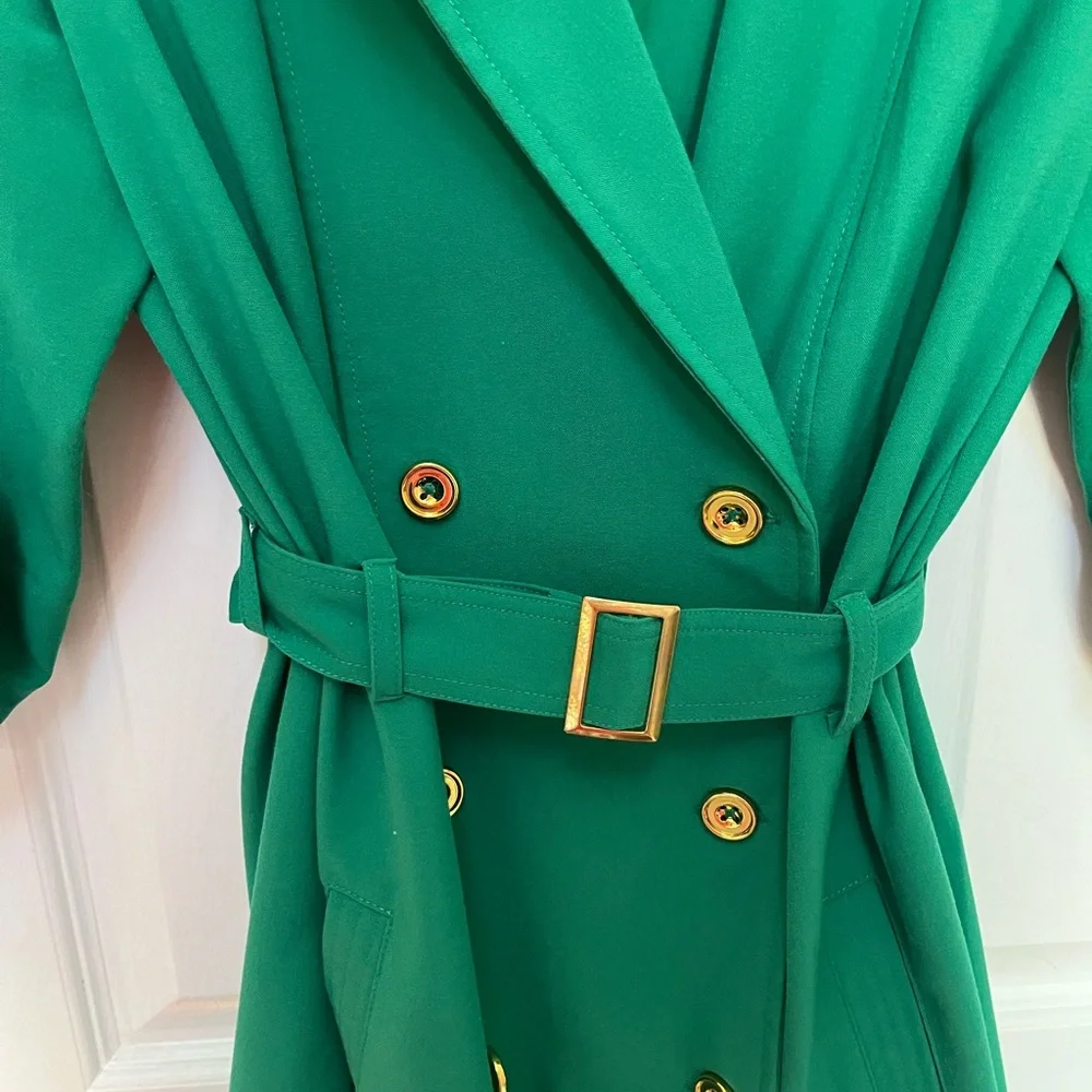 Sharagano Green Sheath Dress with Notched Collar - Picture 2 of 5